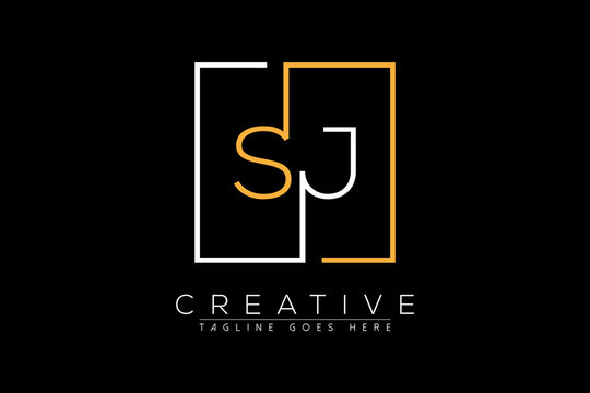 Initial letter sj, js, j, s elegant and luxury Initial with Rectangular frame minimal monogram logo design vector template