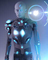 Obraz na płótnie Canvas robot with holographic technology