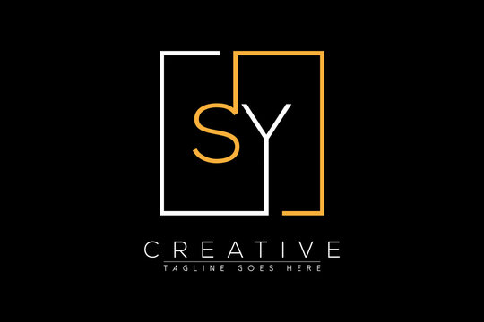 Initial letter sy, ys, s, y elegant and luxury Initial with Rectangular frame minimal monogram logo design vector template