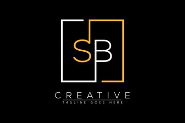 Initial letter sb, bs, s, b elegant and luxury Initial with Rectangular frame minimal monogram logo design vector template © Zainab