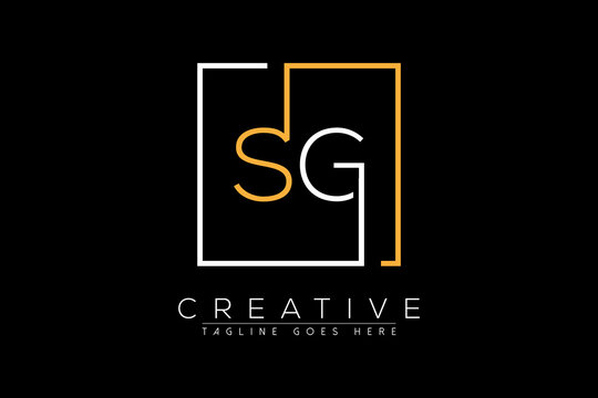 Initial letter sg, gs, g, s elegant and luxury Initial with Rectangular frame minimal monogram logo design vector template