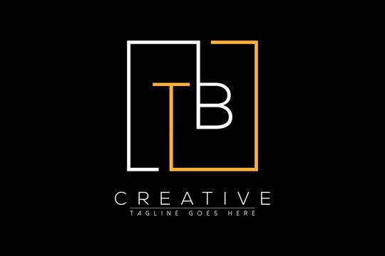 Initial letter tb, bt, b, t elegant and luxury Initial with Rectangular frame minimal monogram logo design vector template