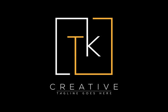 Initial letter  tk, kt, t,  elegant and luxury Initial with Rectangular frame minimal monogram logo design vector template