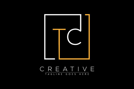 Initial letter tc, ct, c, t elegant and luxury Initial with Rectangular frame minimal monogram logo design vector template