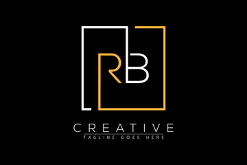 Initial letter rb, br, r, b elegant and luxury Initial with Rectangular frame minimal monogram logo design vector template © Zainab
