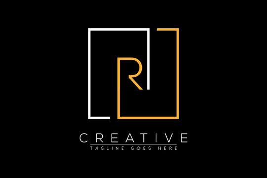 Initial letter ri, ir, r, i elegant and luxury Initial with Rectangular frame minimal monogram logo design vector template