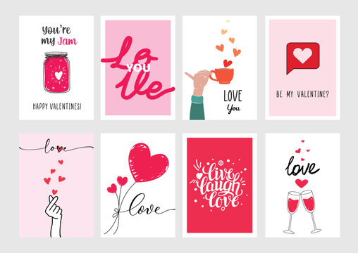 Happy Valentines Day romantic cards, stickers, and decorative greetings vector for your loved ones.