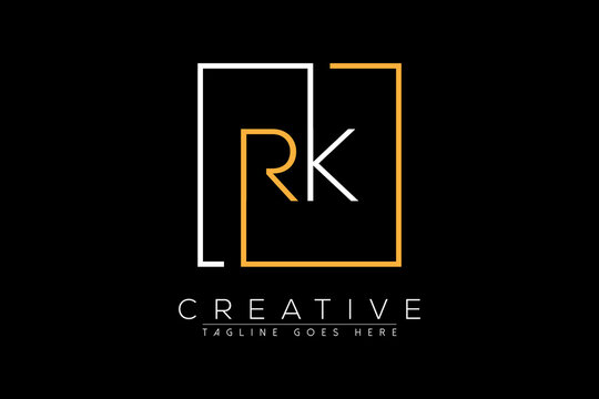 Initial letter rk, kr, r, k elegant and luxury Initial with Rectangular frame minimal monogram logo design vector template