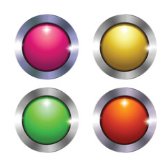 Set of blank, colorful glossy badges or web buttons.