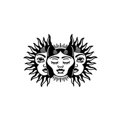 vector illustration of sun with face concept