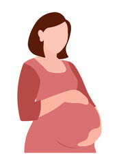 Flat Pregnant Woman Animated Vector Illustration in Soft Pastel Color
