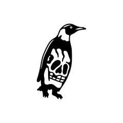vector illustration of penguin with skull concept
