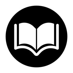 Round book button icon. Vector.