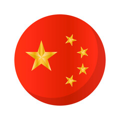 Modern round Chinese flag icon. China. Vector.
