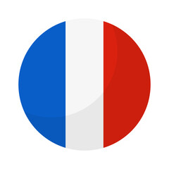 Round French flag icon. Vector.