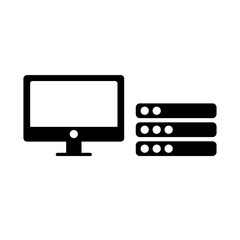 PC and server icon set for stationary. Device set. Vector.