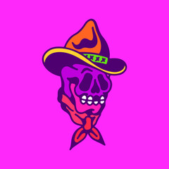 vector illustration of cowboy skull concept
