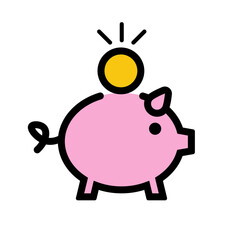 Pop piggy bank icon. Saving money. Finance and household budget. Vector.