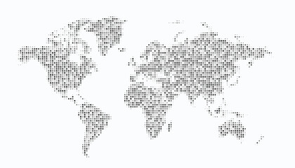 abstract gray world map in dotted style vector design