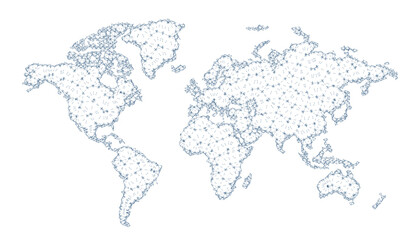 world map in connected lines concept vector design