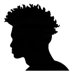 silhouette of a cool black man with afro puff hair vector illustration. Vector typeface for a business visit card idea. generative ai ideal salon appearance.