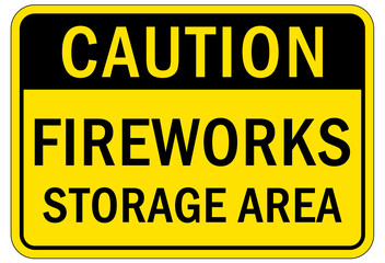 Chemical storage sign and labels firework storage area