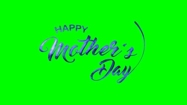 Happy Mother's Day greeting card animated text with love on a green background. Suitable for Mother's Day Celebrations Around the World.