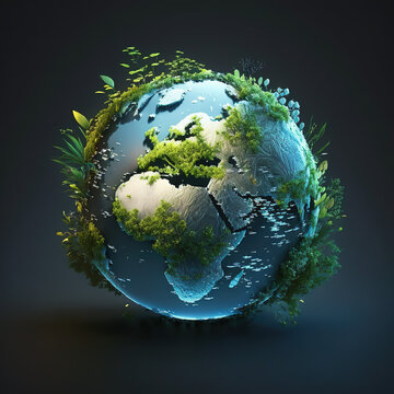 Green planet earth concept, environment healthy climate change, generative AI