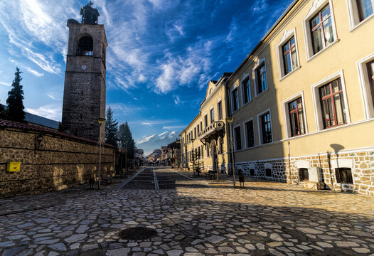 Ski resort Bansko - main street, Bulgaria