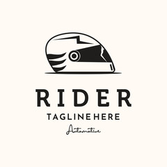 helmet vintage logo vector minimalist illustration design, rider helmet logo design