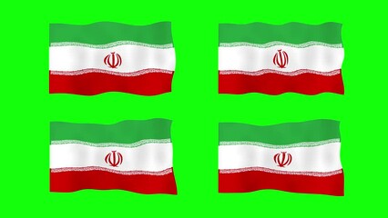Iran Waving Flag 2D Animation on Green Screen Background. Looping seamless animation. Motion Graphic - Powered by Adobe
