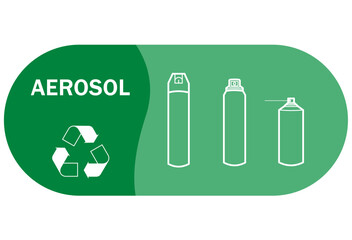 Recycle sign and labels recycling aerosol