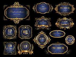 タイトル : 高級感のあるビンテージアイコンセット（青系）