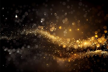 Gold and silver magic elegant glitter light glowing background, gold and dark backgound