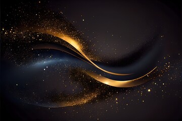 Gold and silver, midnight blue magic elegant glitter light glowing background, gold and dark background
