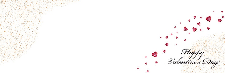 バレンタインにピンクのハート型チョコ　英字入り白背景のバナー素材	