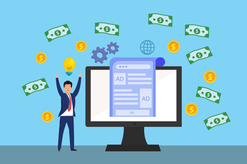 Man getting passive income from internet