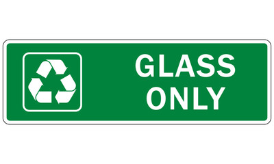 Recycle sign and labels  glass bottle jars recycling glass only