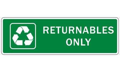 Recycle sign and labels  glass bottle jars recycling returnable ony