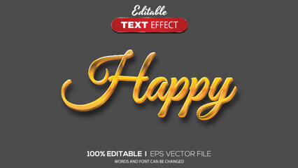 3D editable text effect happy theme