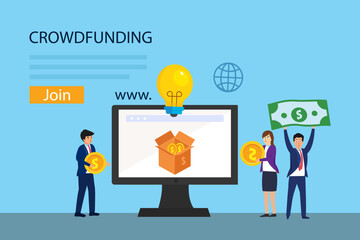Online crowdfunding vector concept