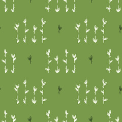 Bamboo or Sugarcane Leaves Vector Seamless Pattern. Floral Green Background with Stalk and Leaf. Wallpaper with Plants.