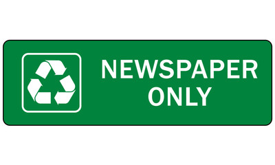 Recycle sign and label, recycling newspaper,