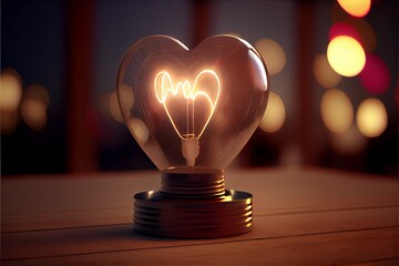 Heart Shaped Lightbulb, Valentine's Day, Edison Bulb