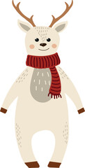 Cute deer with a scarf. Vector file for designs.