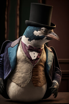 Fantasy Portrait Of A Penguin King In Royal Full Dress 