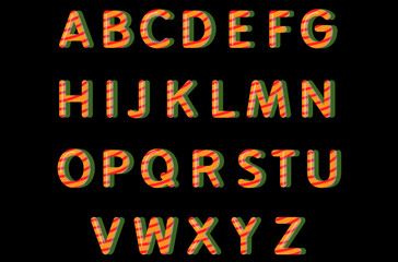 Fototapeta na wymiar latin english american alphabet stripes