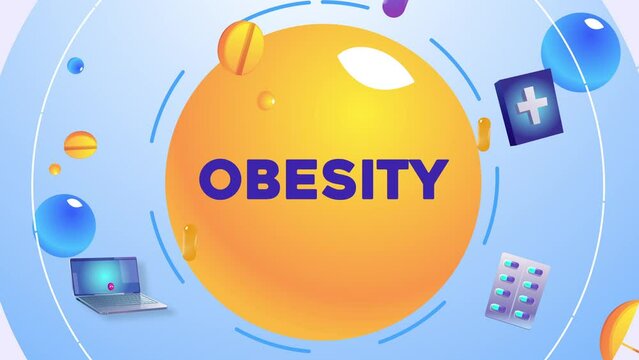 Medicine Obesity Infographic Icon Animation Online Pharmacy Background 4K