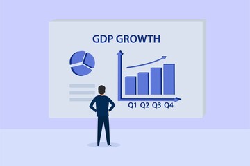 Businessman looking at GDP graph