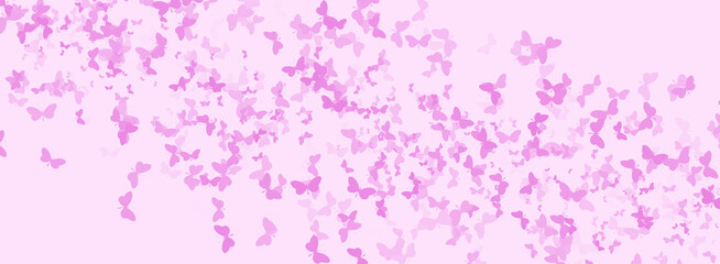 Pink background with colorful confetti butterflies.